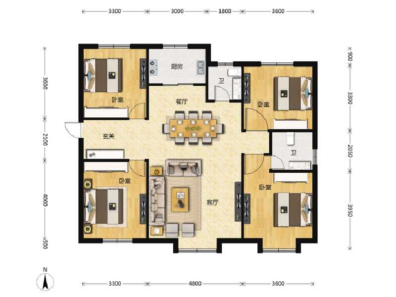 4室2厅2卫 住宅 在售户型图