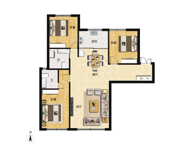 3室2厅2卫 住宅 在售户型图