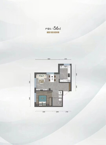 1室1厅1卫 住宅 在售户型图