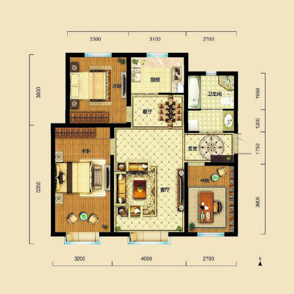3室2厅1卫 住宅 在售户型图
