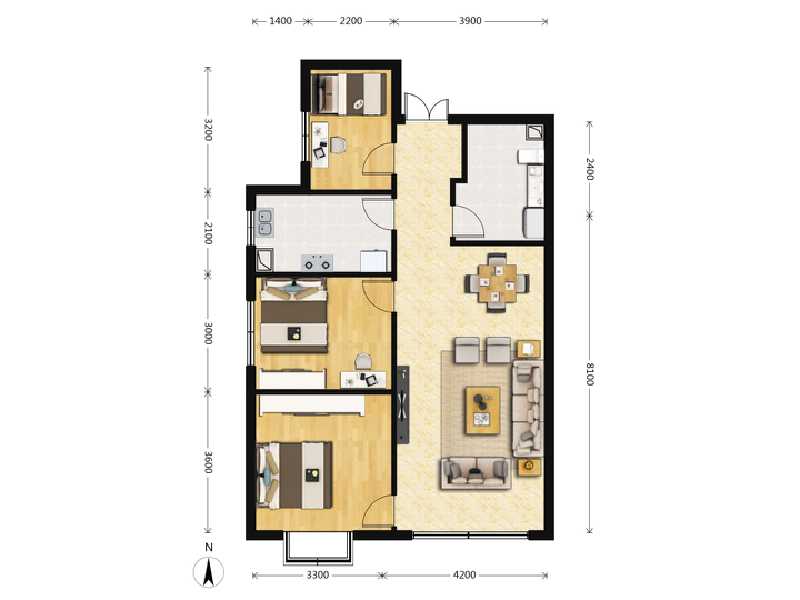 3室2厅1卫 住宅 在售户型图