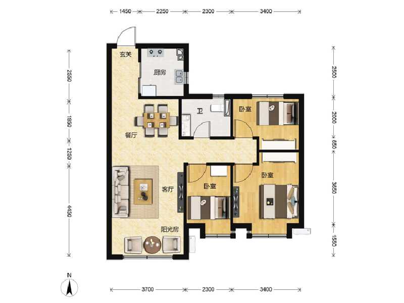 3室2厅2卫 住宅 在售户型图