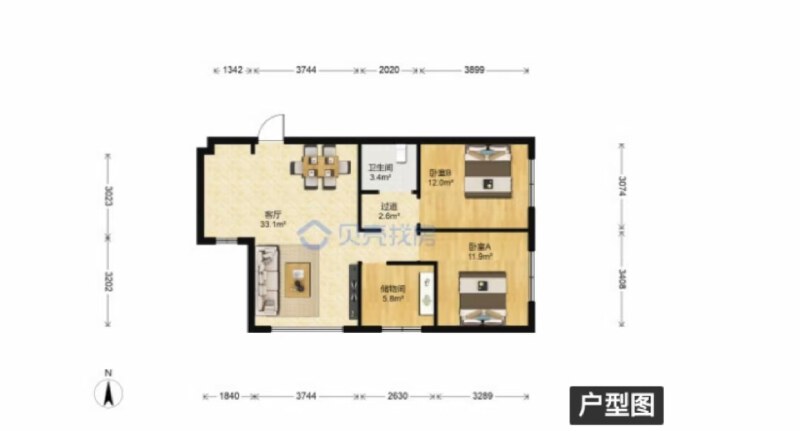 3室2厅1卫 住宅 在售户型图