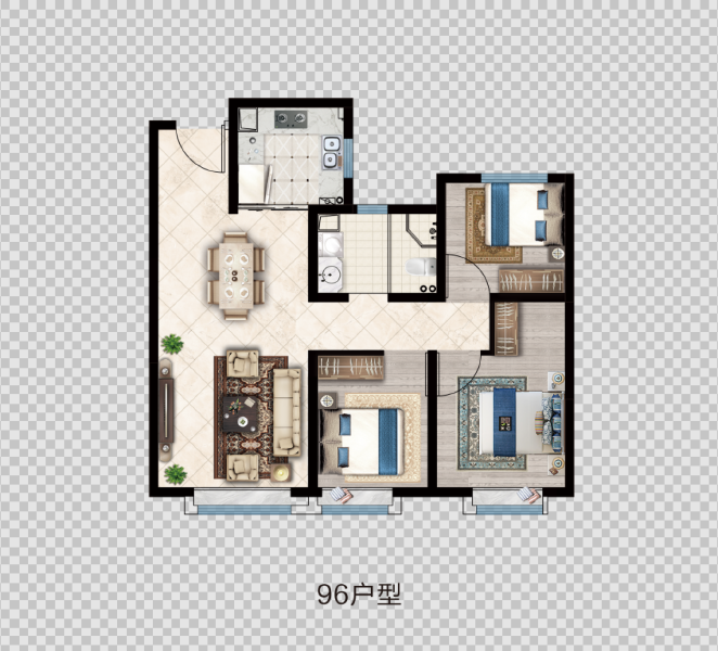 3室2厅1卫 住宅 在售户型图