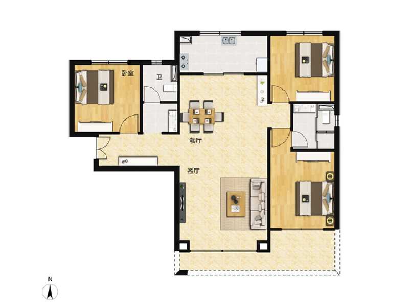 3室2厅2卫 住宅 在售户型图
