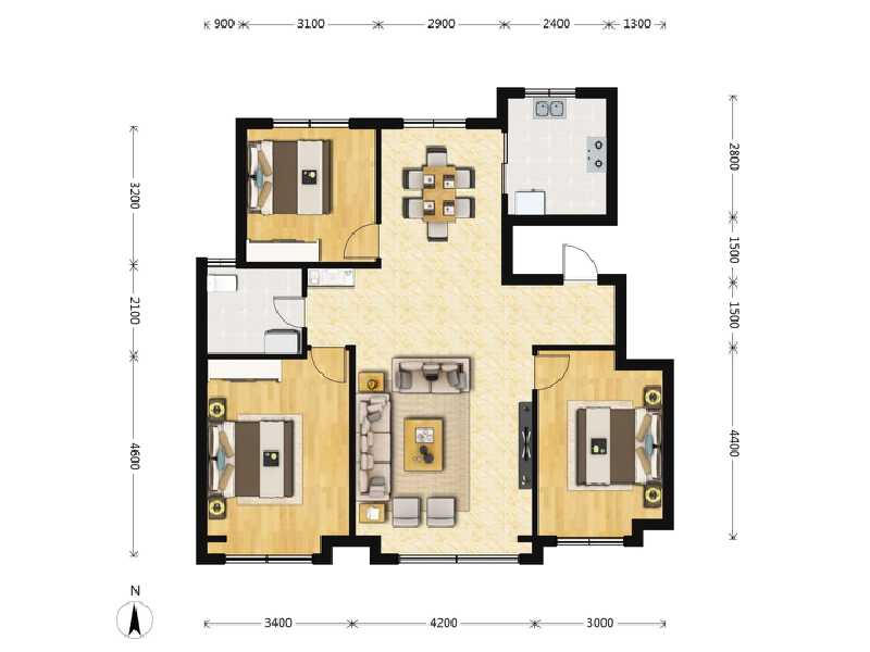 3室2厅1卫 住宅 售罄户型图