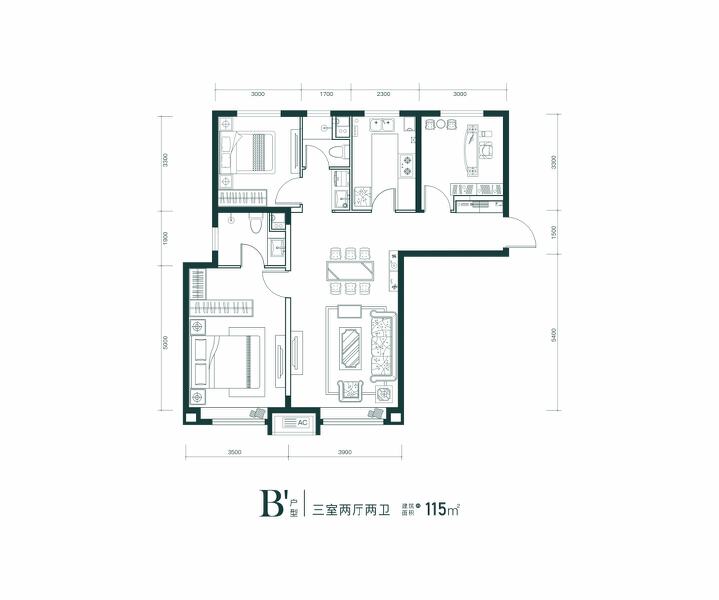 3室2厅1卫 住宅 售罄户型图