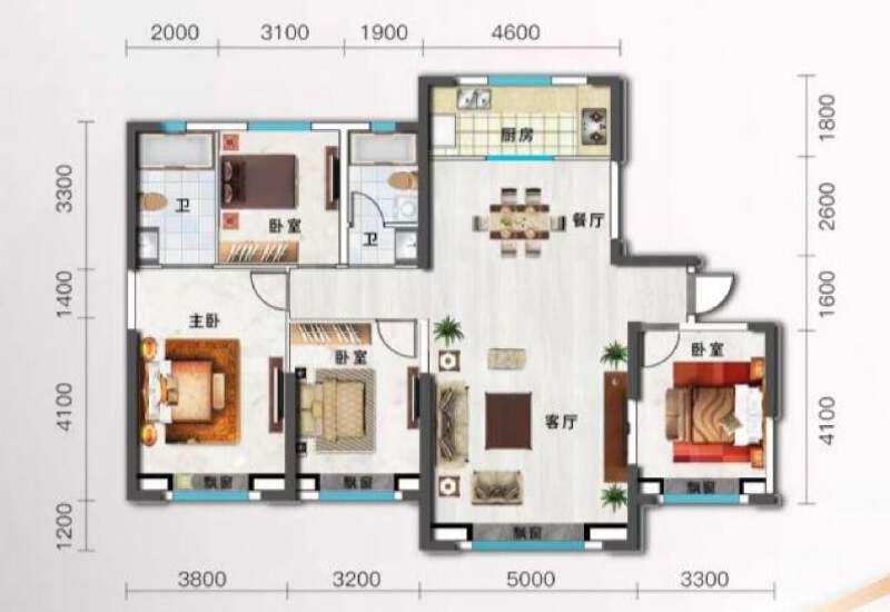 4室2厅2卫 住宅 在售户型图