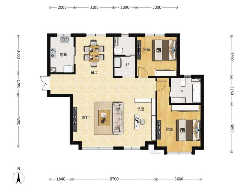 3室2厅2卫 住宅 在售户型图