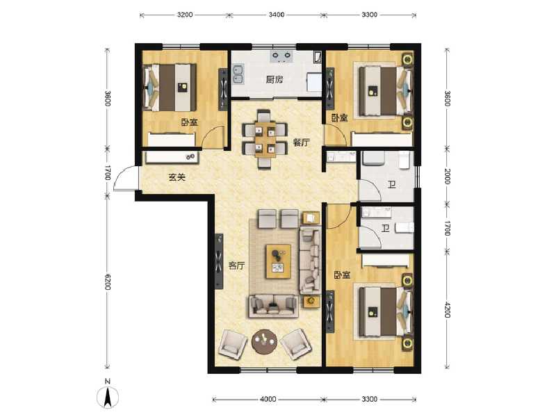 3室2厅1卫 住宅 在售户型图