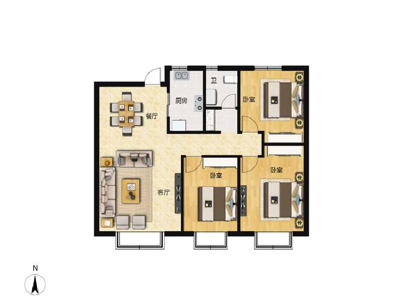 3室2厅1卫 住宅 售罄户型图