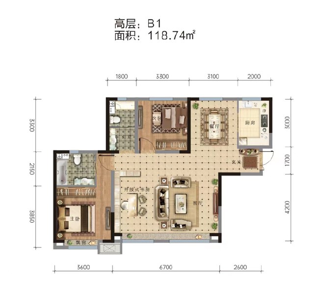3室2厅2卫 住宅 在售户型图