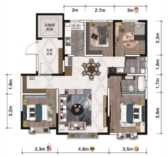4室2厅2卫 住宅 在售户型图