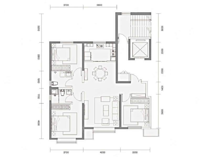 3室2厅2卫 住宅 在售户型图