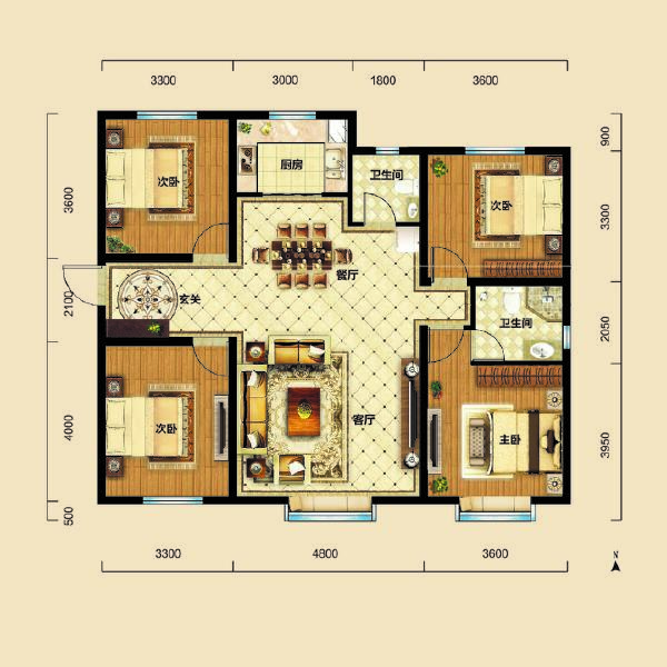 4室2厅2卫 住宅 在售户型图