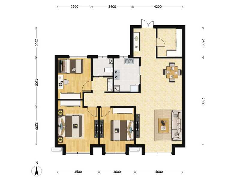 3室2厅1卫 住宅 在售户型图