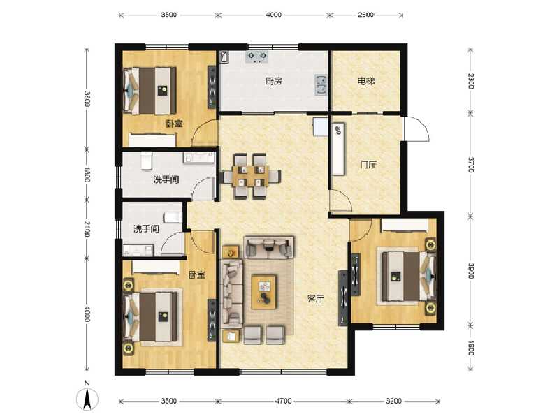 3室2厅2卫 住宅 在售户型图
