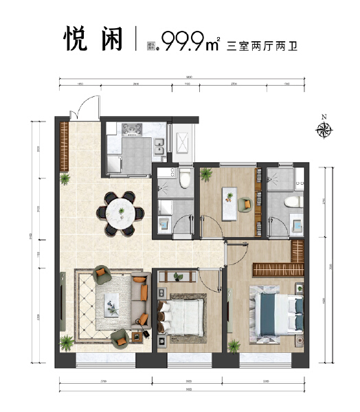 3室2厅2卫 住宅 售罄户型图