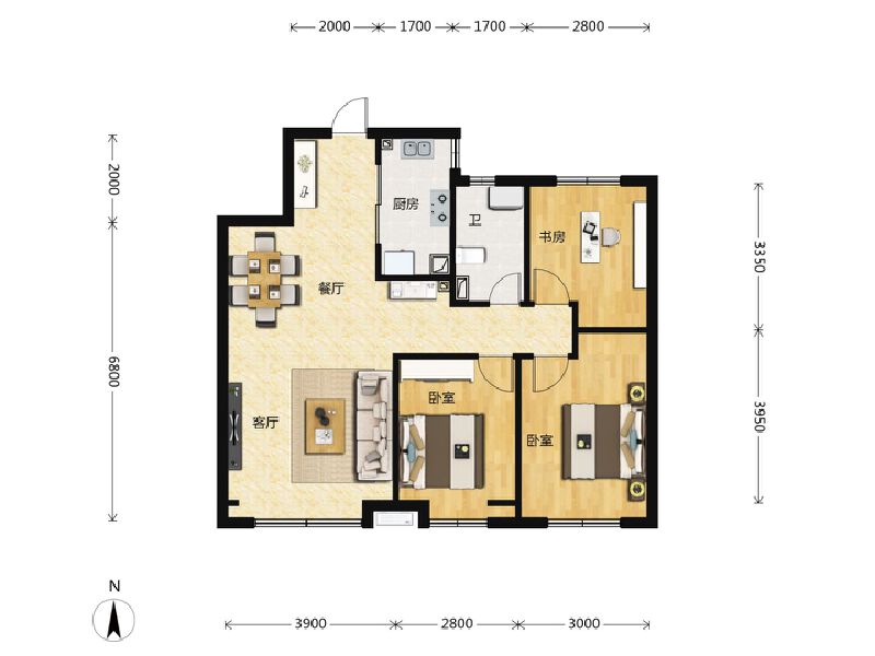 3室2厅1卫 住宅 在售户型图