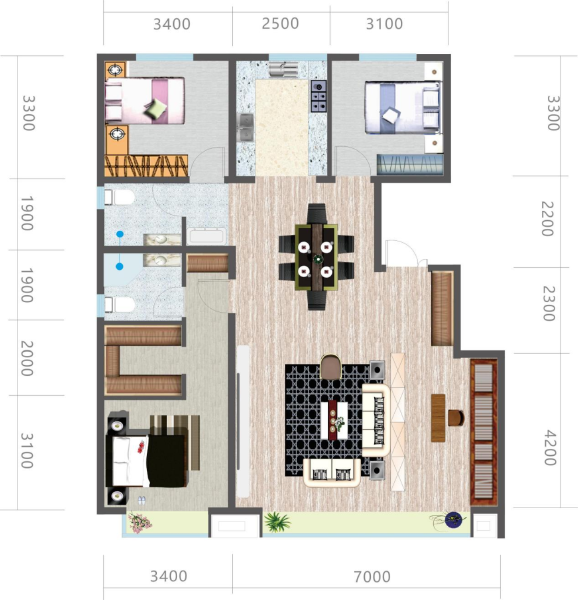 3室2厅2卫 住宅 售罄户型图