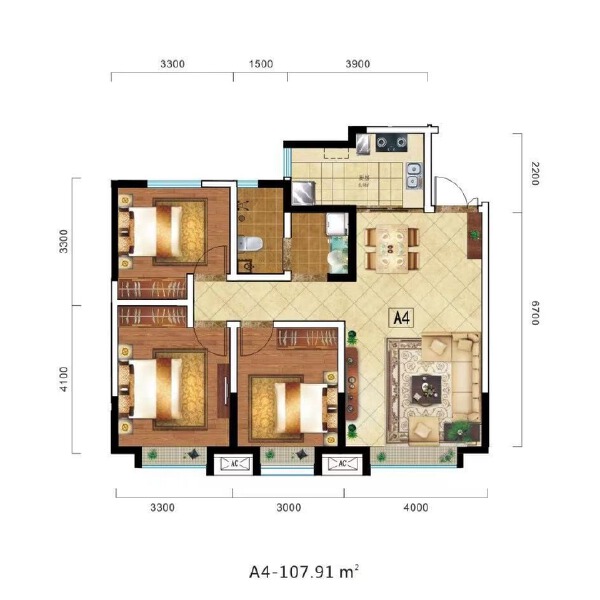 3室2厅1卫 住宅 在售户型图