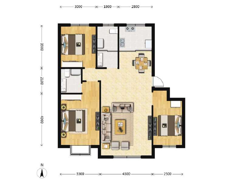 3室2厅2卫 住宅 在售户型图