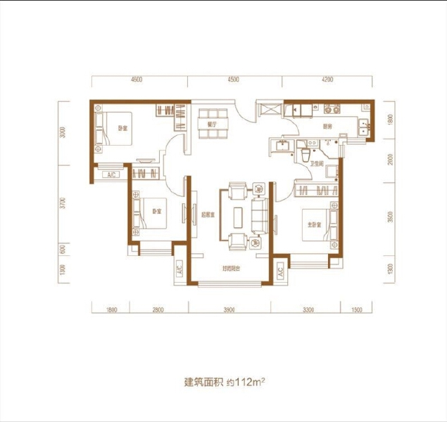 3室2厅1卫 住宅 在售户型图