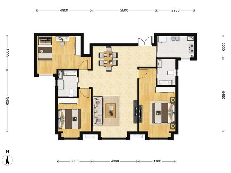 3室2厅2卫 住宅 在售户型图