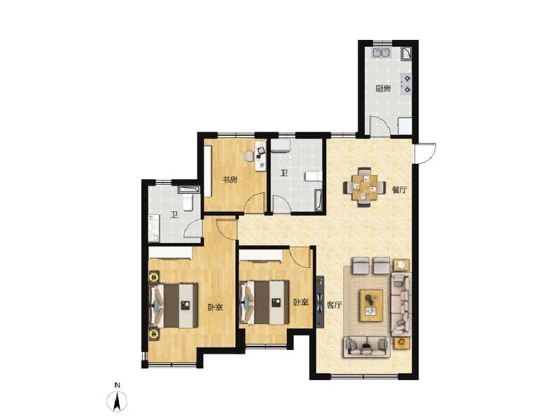 3室2厅2卫 住宅 待售户型图