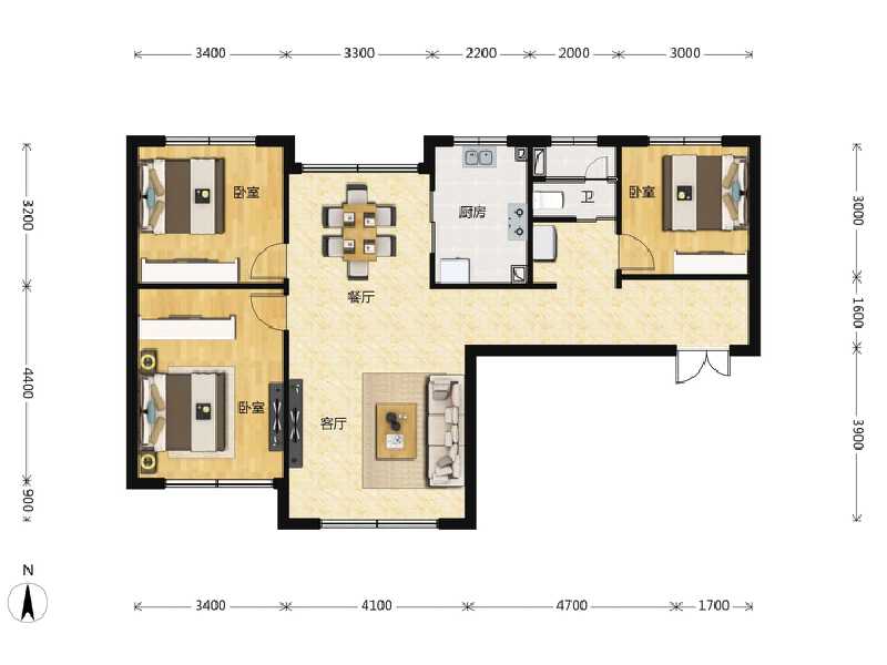 3室2厅1卫 住宅 售罄户型图