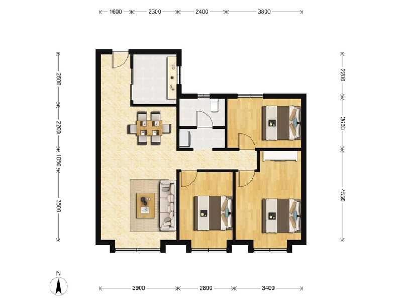 3室2厅1卫 住宅 在售户型图